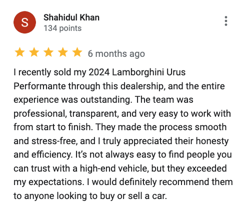 Google review of Tampa Auto Gallery
